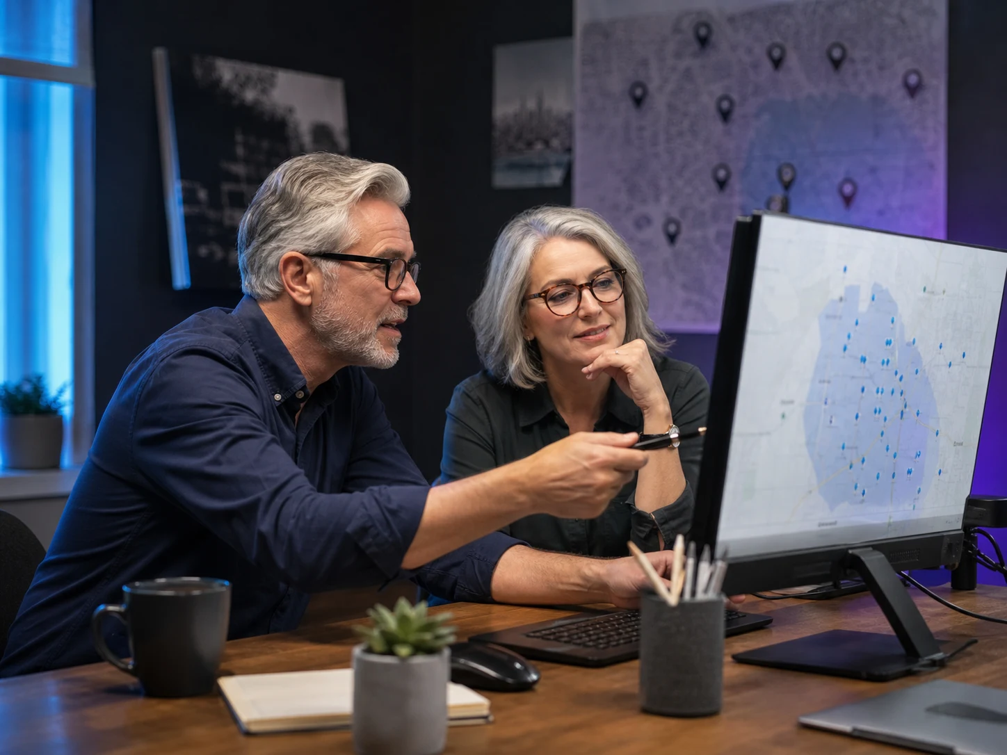 Local SEO consultants reviewing a business listing