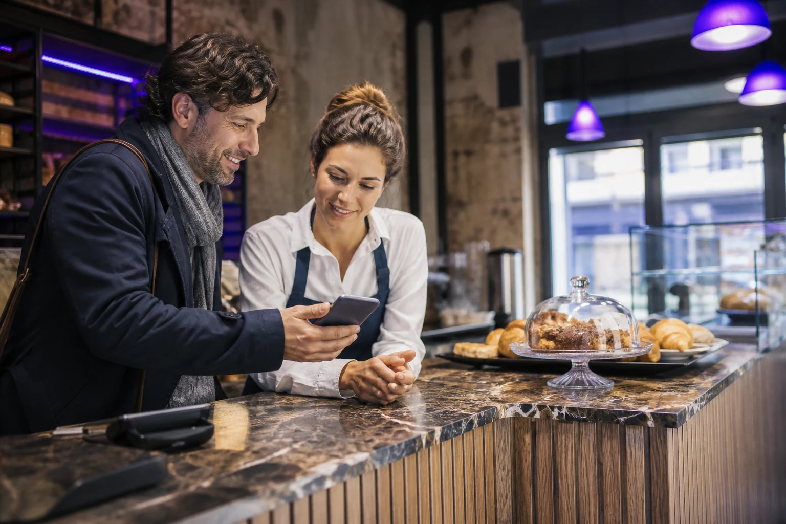 Local business owner at the counter