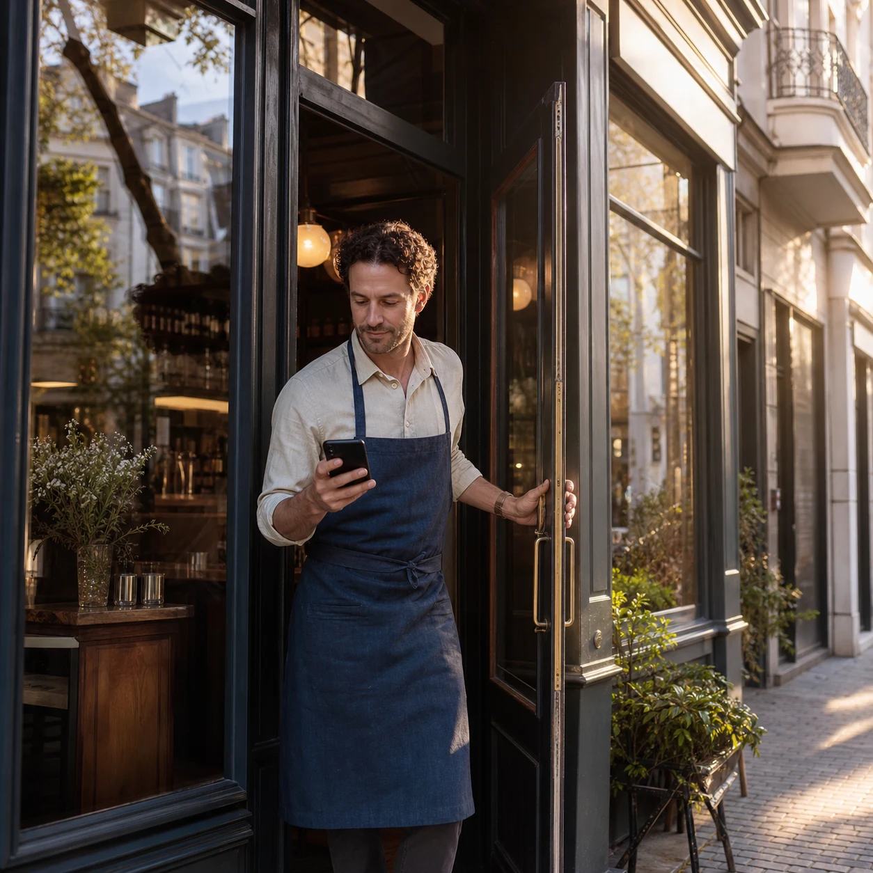 Small business owner behind the counter